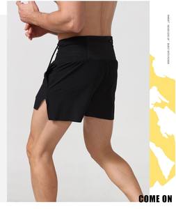 Pantalones cortos para correr sin costuras para hombre, cintura alta, bolsillo de malla, peso ligero, secado rápido, logotipo personalizado, pantalones cortos deportivos, pantalones cortos elásticos de nailon suave - Product Image 3