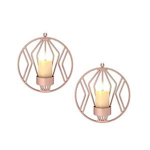 Ensemble de 2 bougeoirs votifs en métal pour la décoration de la maison, de l'hôtel, des événements de mariage, finition cuivre, pour la maison, l'hôtel, bougeoirs votifs - Product Image 1