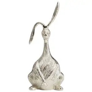 Silver Finished Casting Aluminum Metal Rabbit Ornaments Desktop Decor Metal Toy Crafts Wholesale price supplier