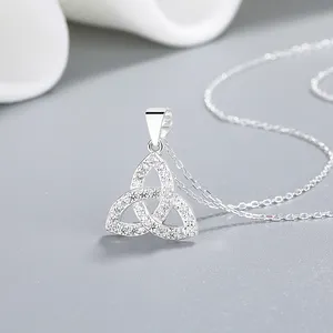 Superbe noeud celtique collier en argent avec Zircon gros Chic mode bijoux accessoire 925 bijoux en argent collier