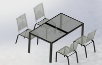 Ensemble de salle à manger moderne BeNK pour l'extérieur, 5 pièces, en polyrotin et acier thermolaqué, pour cuisine, ferme, villa, hôtel et parc
