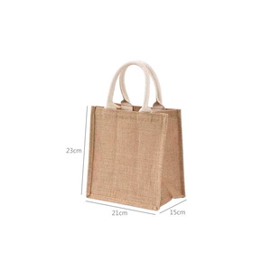 Sacs à main en toile de jute à rayures personnalisées de haute qualité Sacs fourre-tout réutilisables en jute écologiques avec fermeture à l'épaule Usine en gros - Product Image 6
