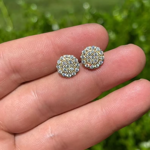 Luxury Rhodium Plated Sterling <b>Silver</b> Cluster <b>Stud</b> <b>Earrings</b> Brilliant Cut Moissanite Micro Pave Setting Signet Style for Women - Product Image 1