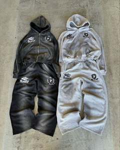 ชุดฝึกปักลายทางมีซิปมีฮู้ด, ระบายอากาศได้ดีซักกรดสำหรับผู้ชายและผู้หญิงผ้าฝ้าย100% - Product Image 1