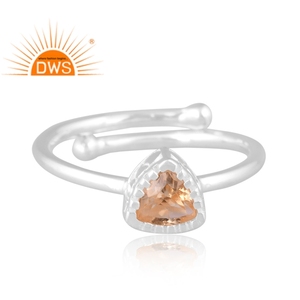 แหวนเพชรรูปสามเหลี่ยมสีเงินสเตอริ่ง,ทำด้วยมือผลิตเครื่องประดับ - Product Image 2