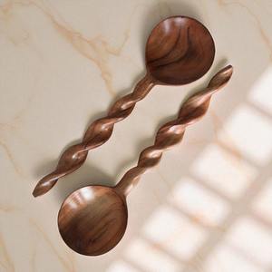 Ensemble de cuillère et de fourchette en bois fait main de la meilleure qualité, durable, couverts de cuisine naturels fabriqués avec soin en Inde pour un usage quotidien - Product Image 1