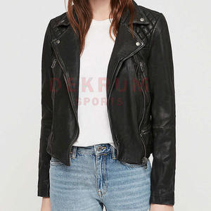 Nueva llegada de las mujeres de alta calidad al por mayor chaqueta de moda de cuero nuevo diseño de cuero puro chaqueta de moda - Product Image 1