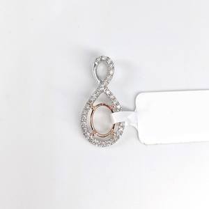 Componentes de Joyería para Fabricación de Joyas Finas, Base de Colgante con Engaste de Puntas, Forma Geométrica de 9x7mm, Plata de Ley y Chapado en Oro - Product Image 2