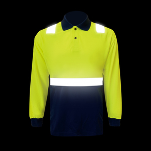 Vêtements de travail personnalisés ruban réfléchissant haute visibilité sécurité à manches longues polo en maille avec logo personnalisé - Product Image 6