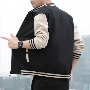 Nouvelle veste pour hommes les quatre saisons veste universitaire hommes décontracté épissage rayure col de baseball manteaux poignets élastiques streetwear - Product Image 4
