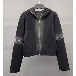 เสื้อฮู้ดผ้าฝ้าย100% ผ้าเฟรนช์เทอร์รี่บ็อกซี่แบบรูดซิปทรงโอเวอร์ไซส์และมีฮู้ดเลือกได้สำหรับผู้ชาย - Product Image 2