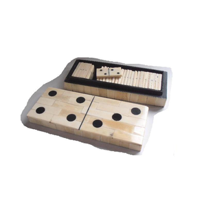 Jeu de dominos en laine fait main, écologique et moderne, avec finition naturelle et incrustation en résine noire pour hommes - Product Image 4
