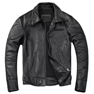 Veste en cuir pour homme en matériau pur personnalisée OEM, col montant, vêtements d'automne et d'hiver, adaptée aux manteaux en cuir véritable pour homme - Product Image 4
