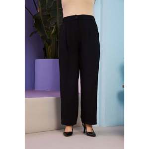 Pantalon large noir Aerobin taille plus avec ceinture élastique - Product Image 1