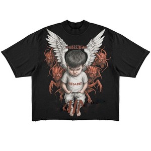 Camiseta Premium de Algodón para Mujer, Corte Cuadrado, Blanca, Oversize, con Estampado Gráfico de Dibujos Animados, Impresión DTG, Logotipo Personalizado, Estilo Urbano, 100% Algodón - Product Image 5