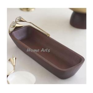 Plateau de service exclusif de qualité pour collations et dattes Plateau de service en bois de couleur marron fait à la main au prix le plus bas - Product Image 5