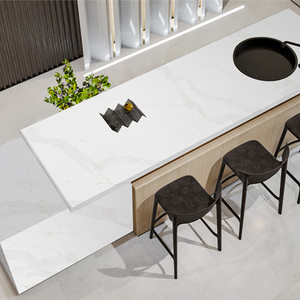Nhà máy tùy chỉnh hiện đại đá cẩm thạch nhân tạo phiến đá calacatta Trắng grey thạch anh bàn khách sạn phòng tắm Vanity bảng Top hic - Product Image 2