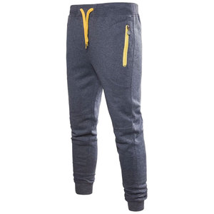 Joggers de fitness en toile à taille haute pour hommes Nouveau pantalon de survêtement en coton pour le sport et la course Poches à fermeture éclair Long Gym Training - Product Image 2