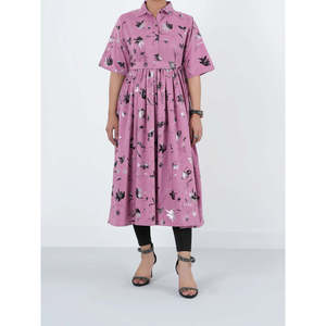 Robe en coton imprimée GOROU, coupe classique, respirante, design personnalisé, tenue décontractée pour les fêtes, pour les grandes tailles, XS, taille unique, naturelle - Product Image 1