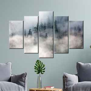 ผ้าใบพิมพ์ลายป่าสนหมอกอันงดงามสำหรับการตกแต่งแบบมินิมอล ชุด 5 ชิ้น: แกลเลอรีแรป - Product Image 1