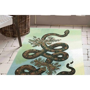 Alfombra con Estampado de Serpiente: Ilustraciones de Serpientes Abstractas, Florales y de Animales, con Pelo Suave - Product Image 4
