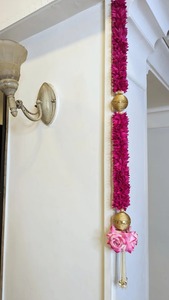 Guirnalda de jazmín con colgantes de perlas rosas Diwali telones de fondo decoración de templo Haldi decoración de escenario Seemantham decoración manto escaleras - Product Image 4