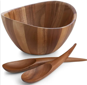 Nuevo Plato para Servir Ensaladas de Madera de Acacia Natural, Pulido, Ecológico, de Alta Calidad, Estilo Bohemio, Decoración Diaria, Utensilios de Cocina - Product Image 5