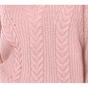 Maglione Casual da Donna Crave Fame in Maglia Intrecciata con Lacci Posteriori, Rosa, Taglia Grande, Traspirante, per Autunno/Inverno, con Logo Frontale e Bottoni - Product Image 3