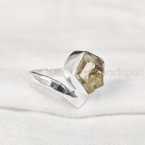 Rough <b>Stone</b> Jewelry Women's <b>Ring</b> Natural Raw Citrine Gemstone November Birthstone Crown V Band Jewelry 925 Sterling <b>Silver</b> <b>Ring</b> - Product Image 3