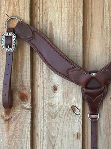 Pechera para Caballo Occidental con Martingala, Cuero, Herrajes de Acero, Talla Completa, Cob, Shetland - Product Image 4