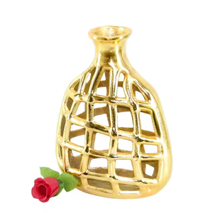 Florero de moda hecho a mano regalo decorativo macetas jardín macetas chapadas en oro floreros decoración del hogar maceta dorada - Product Image 1