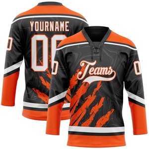 Maillots de hockey sur glace personnalisés avec col en dentelle - 100% polyester, impression numérique, antibactérien, séchage rapide, noms d'équipe/nombres/noms de joueurs personnalisés - Product Image 5