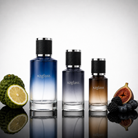 Flacon de parfum en verre de luxe 30ml 50ml 100ml, flacon de parfum rond vide, flacon de parfum en verre transparent imprimé à l'écran, boîte de parfum en verre transparent