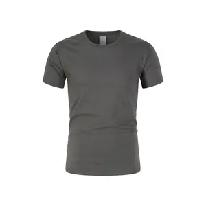 T-shirt en coton à manches courtes gris foncé pour homme, taille américaine, avec logo imprimé, vente en gros