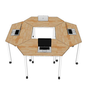 FOS 4-Piece Mobile <b>Table</b> Set Minimalist Modern Design Rhombus Pattern 197x180cm Assembled Rubber Wood Office Furniture-FOS018 - Product Image 3