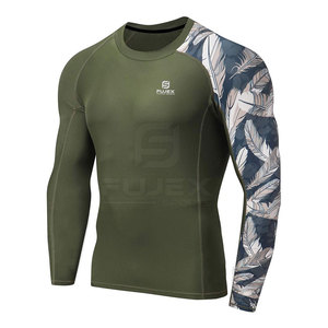 Mejor Material estilo deportivo gimnasio Fitness MMA Etiqueta Privada Spandex tela nueva llegada personalizado largo Rash Guard con bajo MOQ - Product Image 1