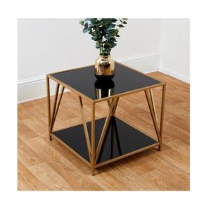 Table basse tendance en métal doré avec dessus en marbre granit Meubles de salle à manger de luxe Table d'extrémité en métal à un prix abordable - Product Image 1