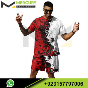 2 ชิ้นบุรุษแฟชั่นบล็อกสีพิมพ์ดิจิตอลชุดชุดบุรุษเสื้อยืดแขนสั้นและกระเป๋ากางเกงขาสั้นชุดฤดูร้อนกลางแจ้ง Street - Product Image 2