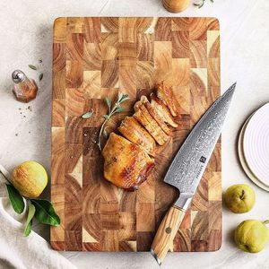 Planche à découper en bois d'acacia naturel la plus vendue à la main avec poignée planche à découper de légumes bon marché pour la cuisine - Product Image 4