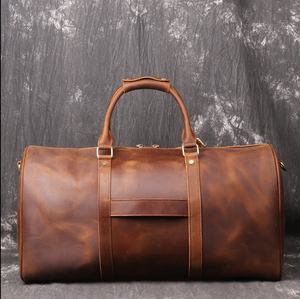 Bolso de lona de fin de semana de cuero Vintage de alta calidad, correa de hombro ajustable, bolso de viaje con compartimento para zapatos, cremallera de lujo - Product Image 5