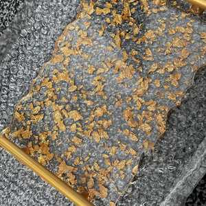 Restaurant café hôtels servant des plats nourriture fruits café plateau de service en résine artisanale avec poignée dorée - Product Image 1