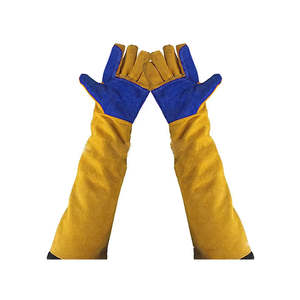 Mejor precio MOQ bajo Guantes de soldadura de cuero dividido de vaca de alta resistencia Antivibración Resistente al desgarro 7 oz 16 PULGADAS Muñequera de punto Seguridad - Product Image 6