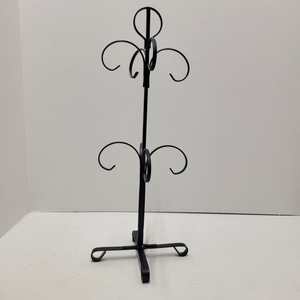Rustic Iron Metal Mug Holder Stand With Curved Hooks Double Tier Kitchen <b>Storage</b> Rack For Mugs Countertop Display - Product Image 2
