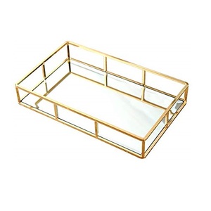 Plateau de service alimentaire en aluminium et verre antique de haute qualité Plateau à dessert de forme personnalisée parfait pour les mariages et les hôtels - Product Image 3