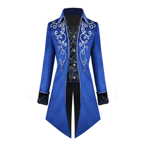 Medieval <b>Anime</b> <b>Cosplay</b> Costumes Men's Clothing Vintage Black Long Jacket Gothic Steampunk Punk Trench Noble Knight Clothes - Product Image 3