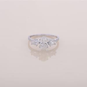 IGI Certified Oval Cut Lab Grown Diamond Three Stone Engagement / Wedding Ring in <b>Solid</b> 925 Sterling <b>Silver</b> - Product Image 1