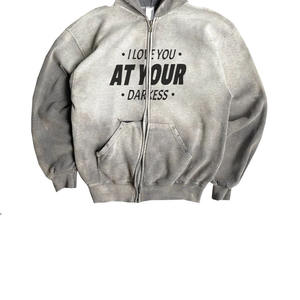 Sudaderas con Capucha y Cierre de Cremallera con Lavado Ácido para Adultos, Ropa de Abrigo Extra Grande, Sudaderas y Hoodies Elegantes con Logotipo Personalizado Serigrafiado - Product Image 2