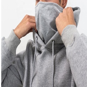 Sudadera con capucha de algodón y poliéster para hombre con logotipo personalizado de lana rosa, máscara de cubierta facial con estampado sólido, enmascarada para hombre - Product Image 3
