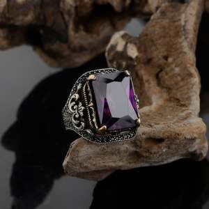 แหวนอเมทิสต์สำหรับผู้ชายแหวนพลอยอเมทิสต์สีเงินทำด้วยมือเครื่องประดับสำหรับผู้ชายของขวัญวันเกิดที่สมบูรณ์แบบสำหรับเขา - Product Image 2