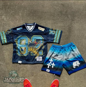 Ensemble short deux pièces en maille de jersey personnalisé pour hommes ensemble short et chemise vêtements pour hommes ensemble de shorts d'été - Product Image 1